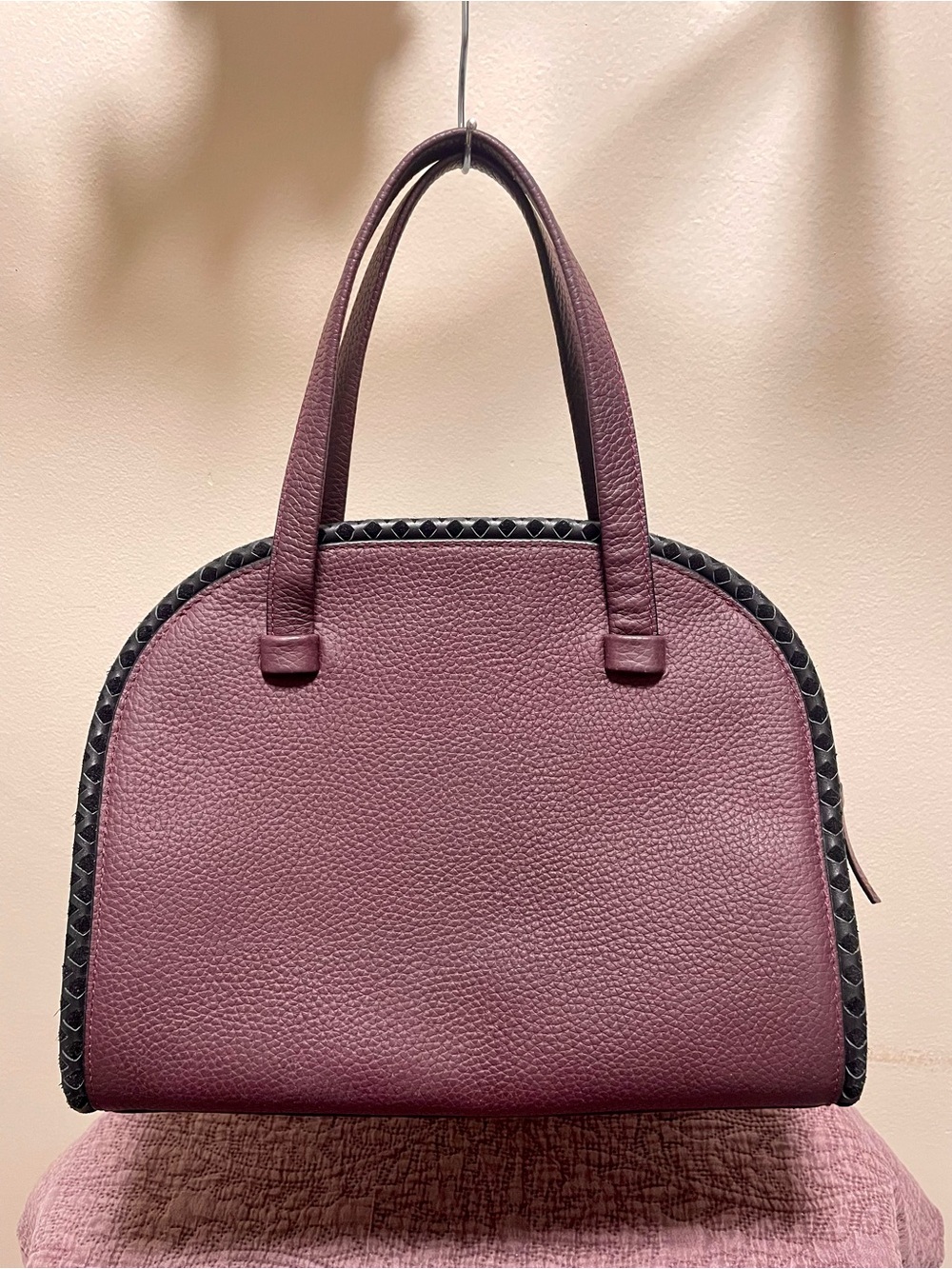 Kate Spade Anderson Way Reiley Embellished Leather Dome Satchel Bag Plum Berry - Picture 7 of 8